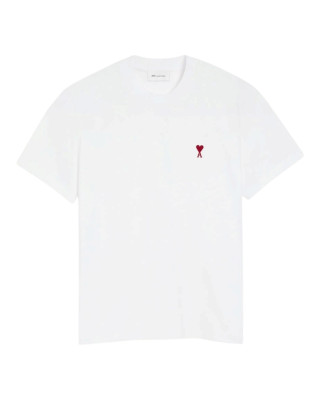 AMI PARIS – Tricou alb din bumbac cu logo Ami de Cœur